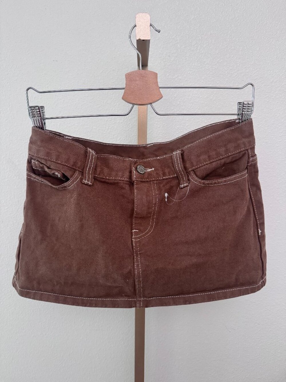 John Galt Brandy Melville Brown Denim Micro Mini Skirt Low Rise Size Small